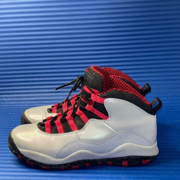 Size 7Y- GS Air Jordan 10 Retro Shoes Wolf Grey/Black-Red 487211-009 - Picture 2 of 8